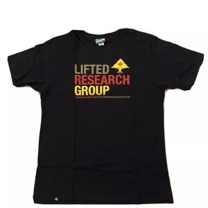 Lifted Research Group Black Tee with Red and Yellow Print Size L
